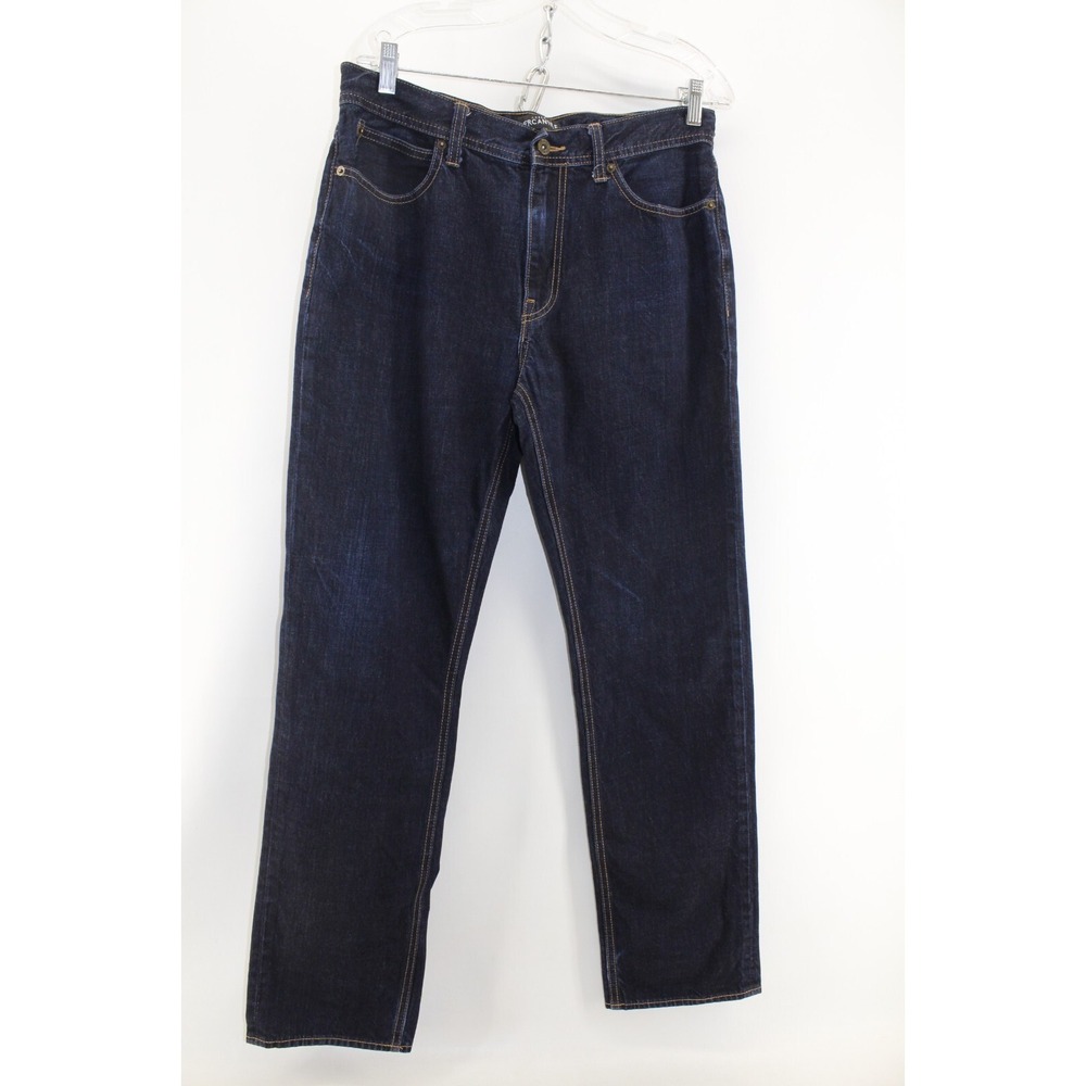 J. Crew Mercantile Slim Straight Leg Denim Jeans‎ Men's 33x32 Blue Dark Wash